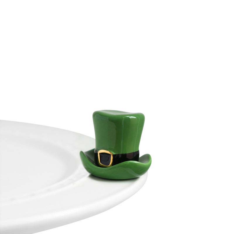 nf nora fleming Nora Fleming Spot o' Irish (St. Patty Hat) A87 - Hand-Painted Ceramic Holiday DÃ©cor - Spring Minis for The Home and Office Green - Image 1